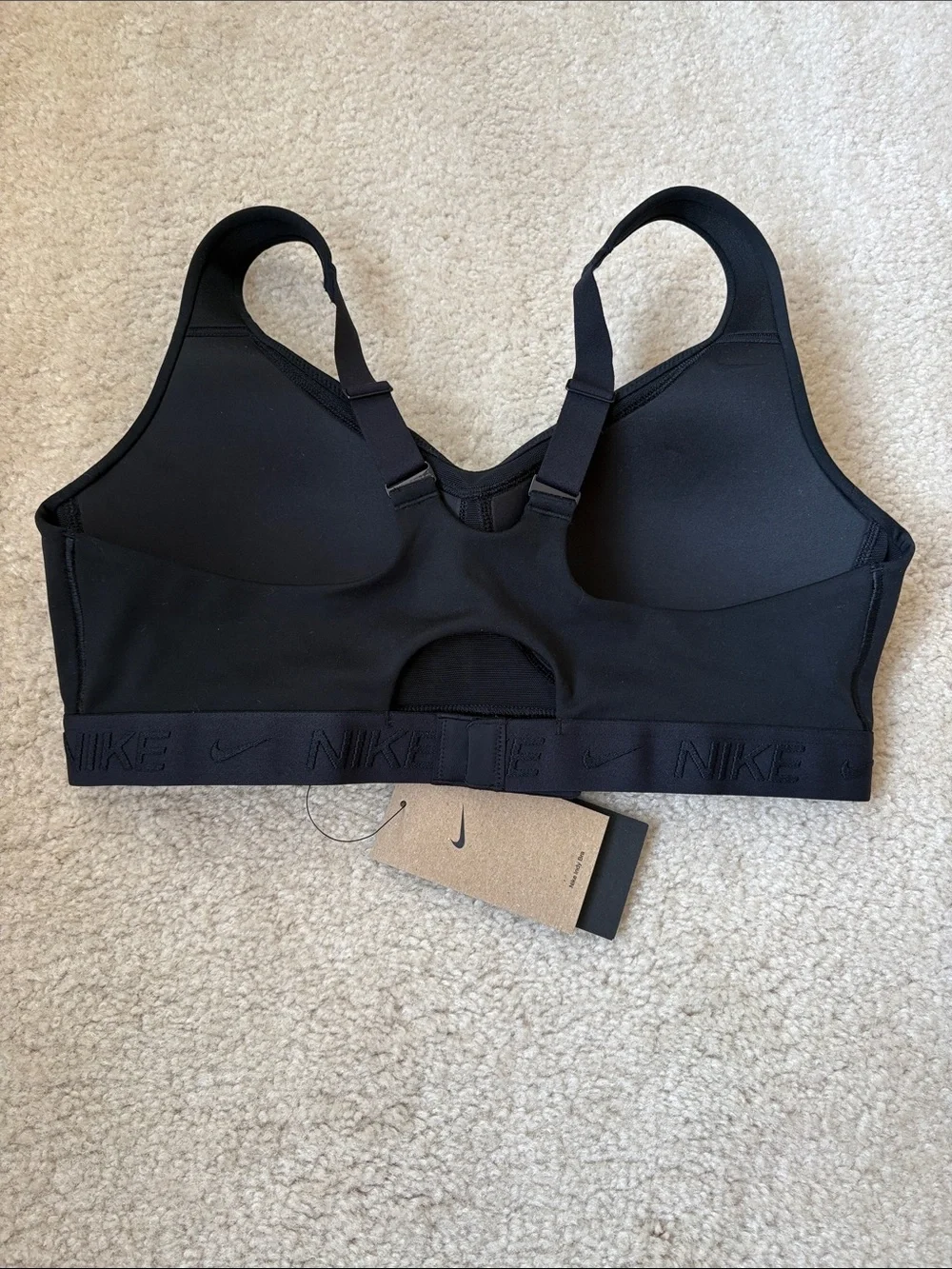NWT Nike Black Seamless Light Support Sports Bra Sz. L